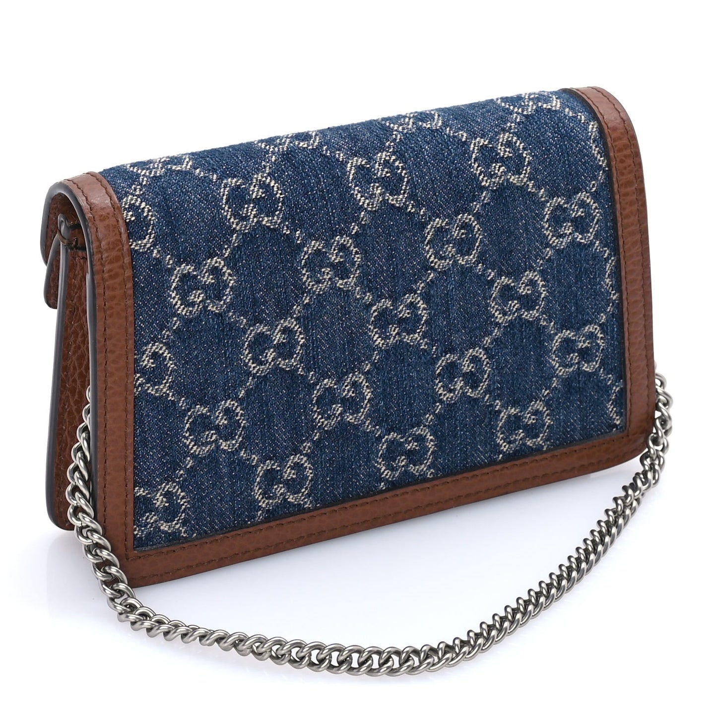 New Denim GG Monogram Dollar Calfskin Enamel Super Mini Dionysus Shoulder Bag Blue Tea Cuir Epilog Electric Blue
