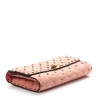 Valentino Garavani Suede Rockstud Spike Wallet on Chain Paradise Rose 4 of 12