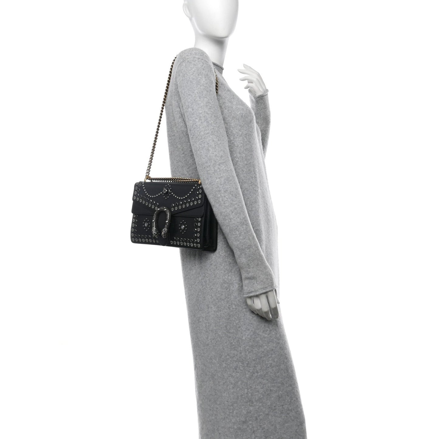 Calfskin Studded Small Dionysus Shoulder Bag Black