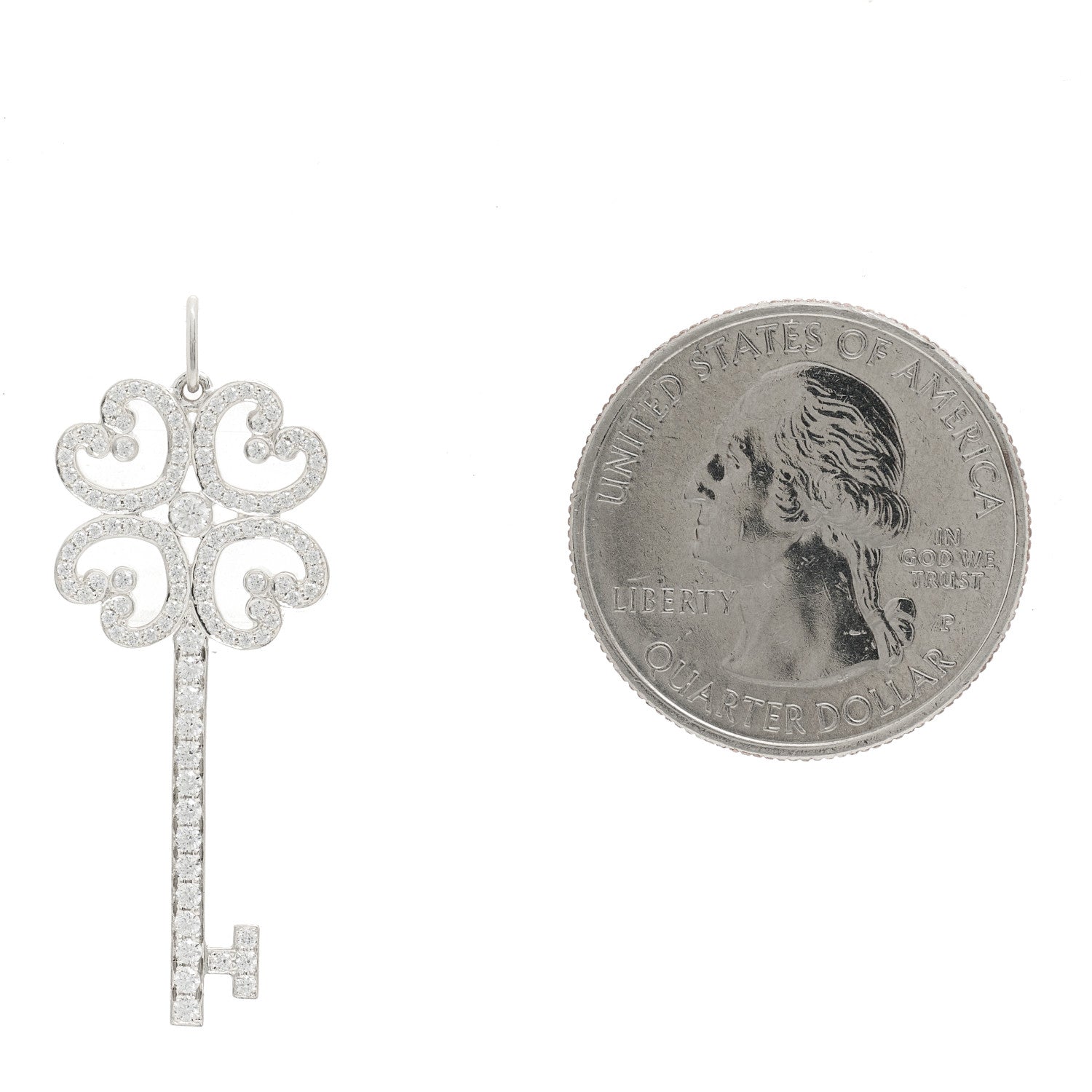 Tiffany Platinum Diamond Enchant Quatra Heart Key Pendant 2 of 5