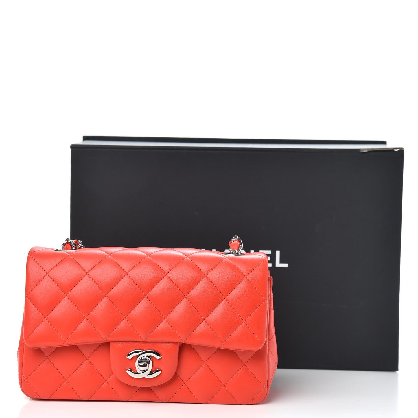 Lambskin Quilted Mini Rectangular Flap Red