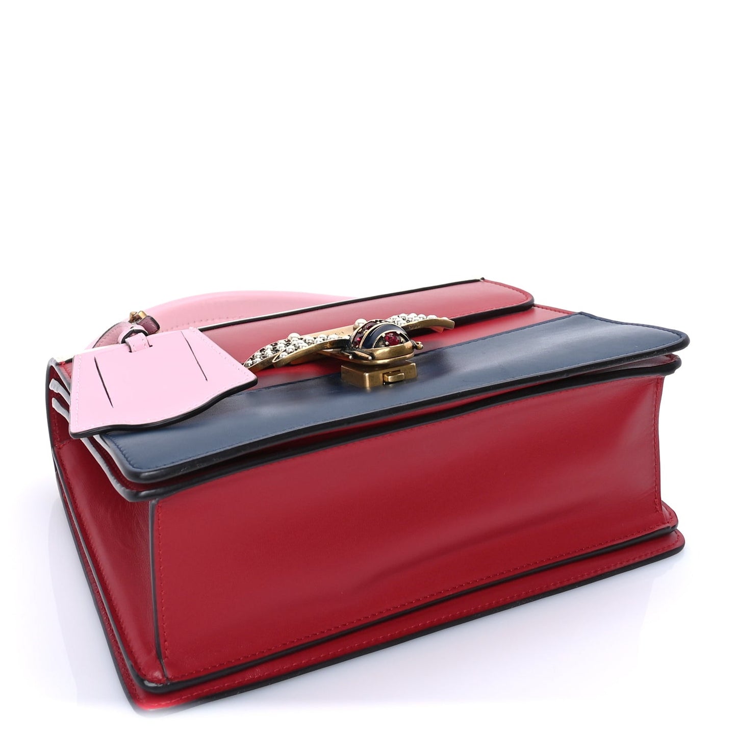Calfskin Sylvie Web Small Queen Margaret Top Handle Bag Blue Agata Hibiscus Red Mystic White Sugar Pink