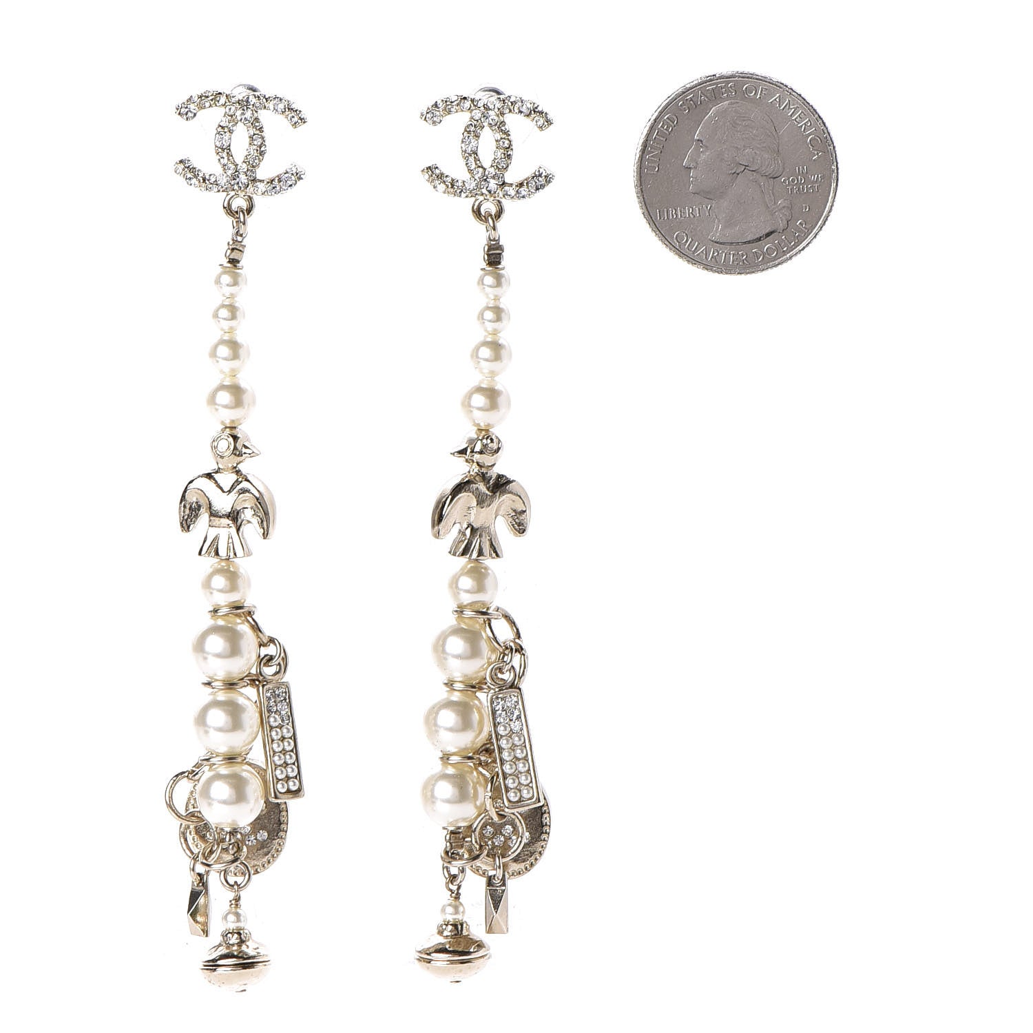 Chanel Pearl CC Drop Earrings Gold 2 of 5