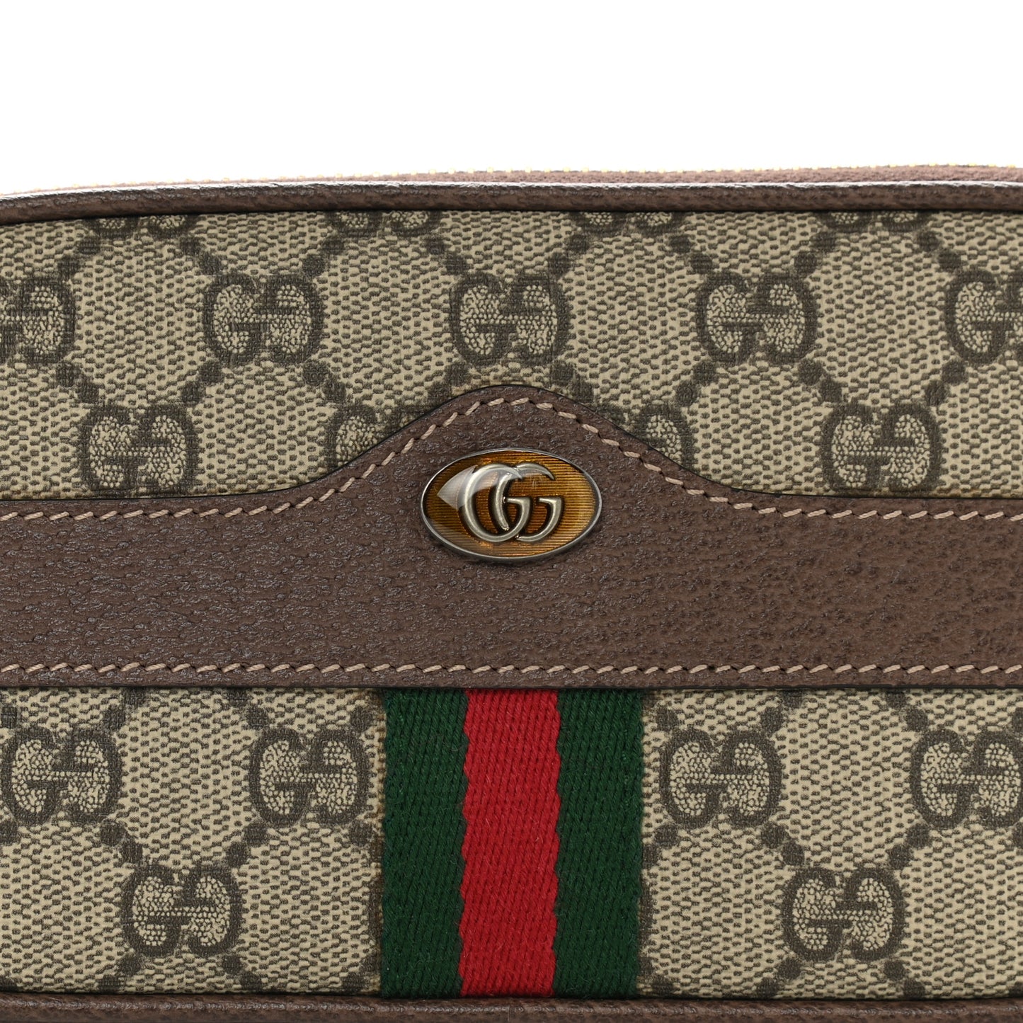 GG Supreme Monogram Ophidia Belted iPhone Case 95 38 Dark Brown