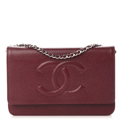 Chanel Caviar Timeless CC Wallet on Chain WOC Dark Red 1 of 16