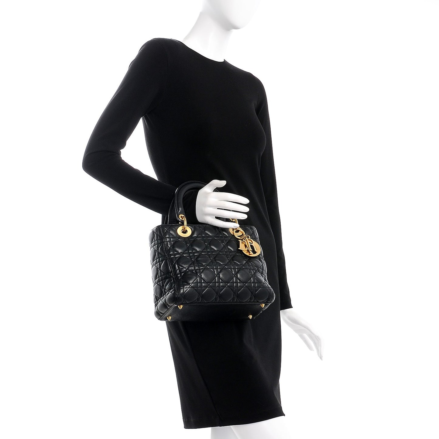Lambskin Cannage Medium Lady Dior Black