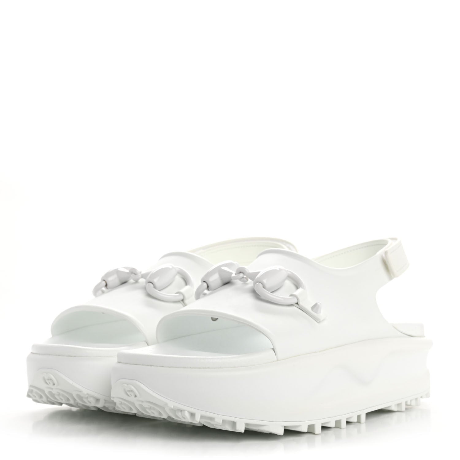 Gucci Soft Rubber Horsebit Touch Womens Strapped Sandals 38 Great White 4 of 7