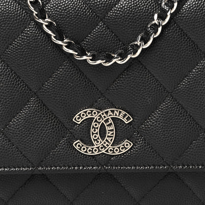 Chanel Caviar Quilted CC Logo Wallet on Chain WOC Black 10 of 12