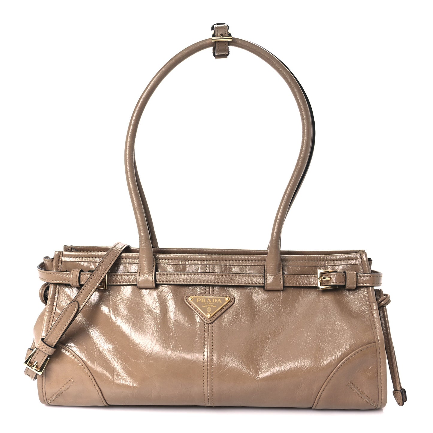 Glossy Calfskin Triangle Medium Bonnie Shoulder Bag Cameo