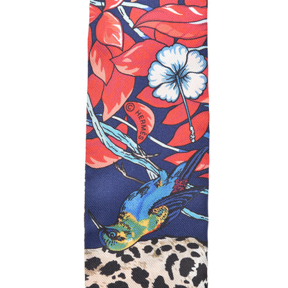Hermes Silk Jungle Love Twilly Marine Rouge Brun 2 of 5