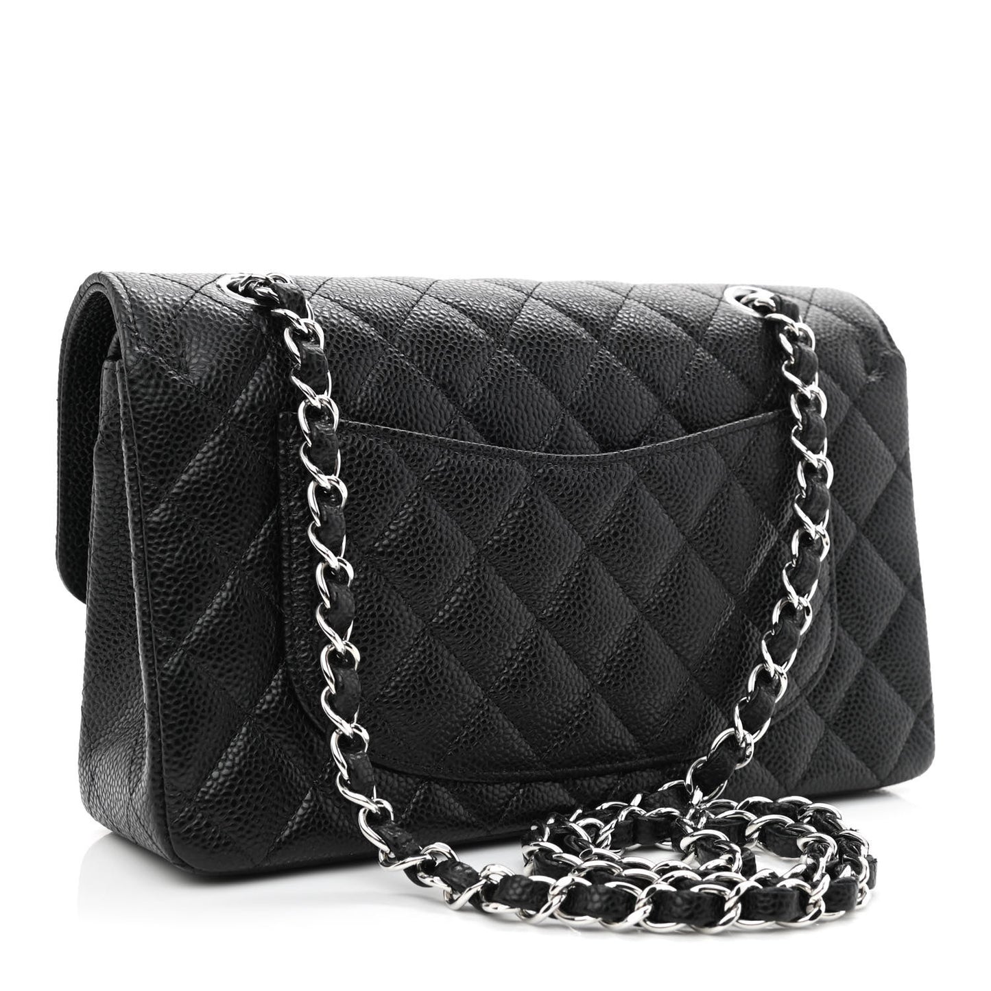 Caviar Quilted Small Double Flap Black