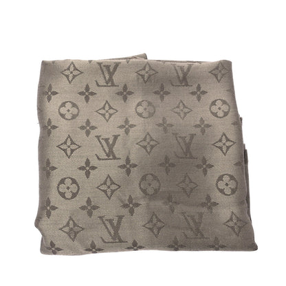 Louis Vuitton Silk Wool Monogram Shine Classic Shawl Taupe 1 of 4