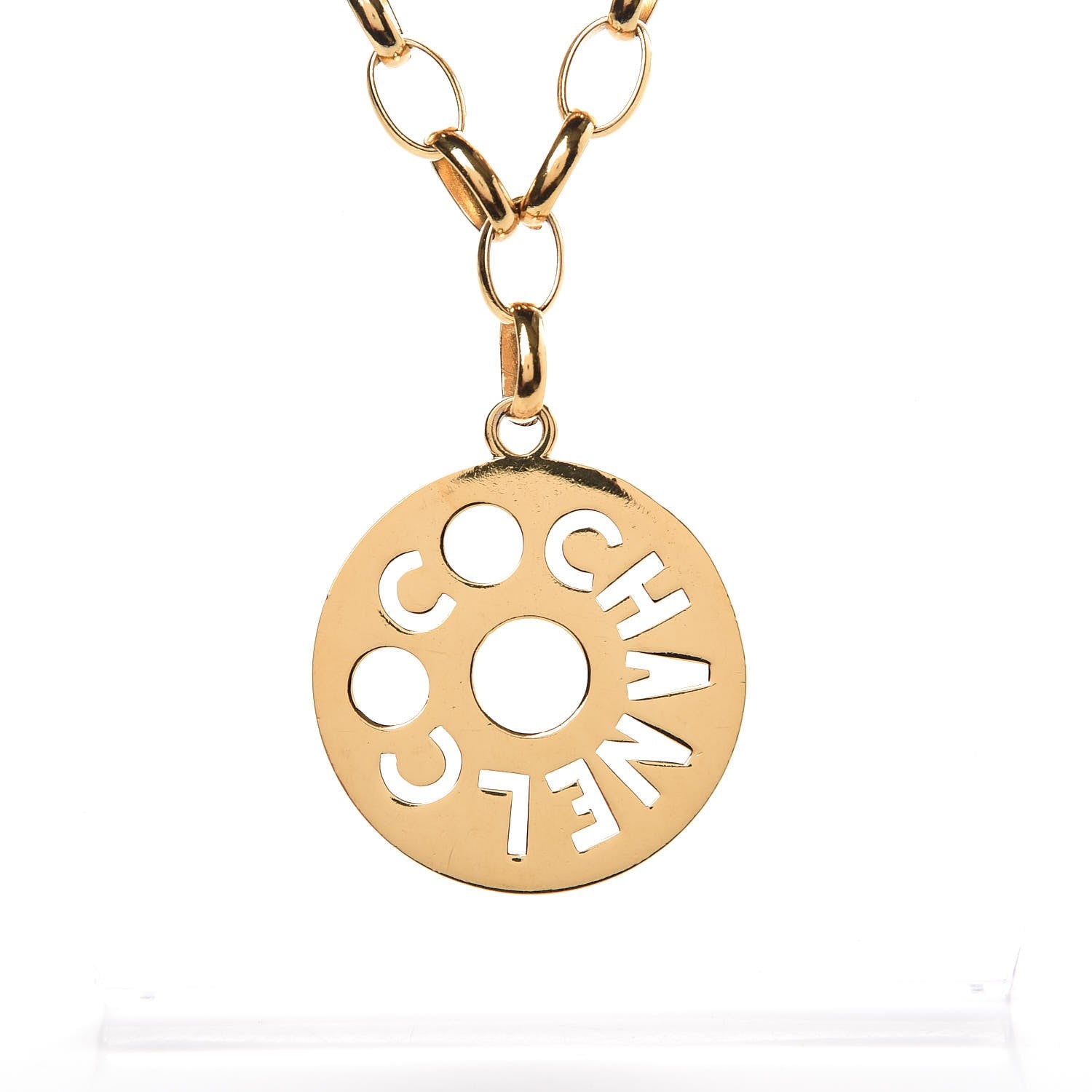 Chanel Medallion Long Chain Necklace Gold 5 of 5