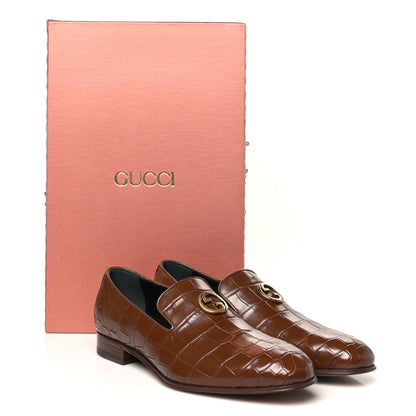 Gucci Alligator Mens Loafers 10 Brown 10 of 10
