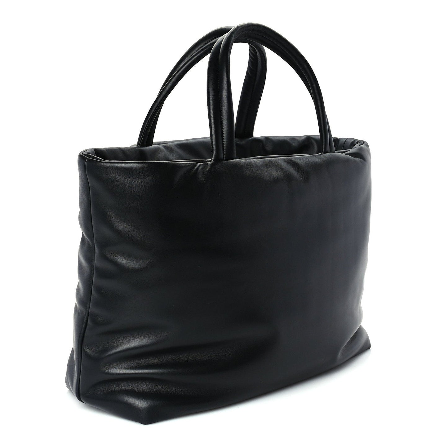 Lambskin Wide Puffer Tote Black