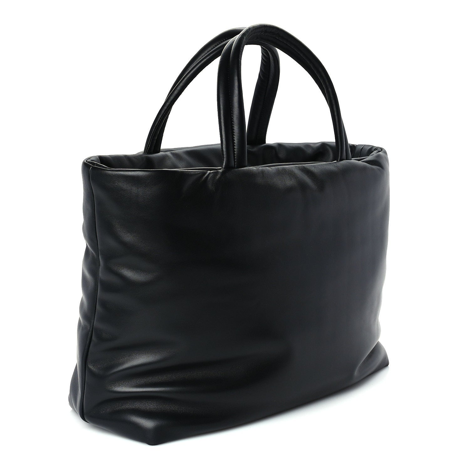 Saint Laurent Lambskin Wide Puffer Tote Black 2 of 8
