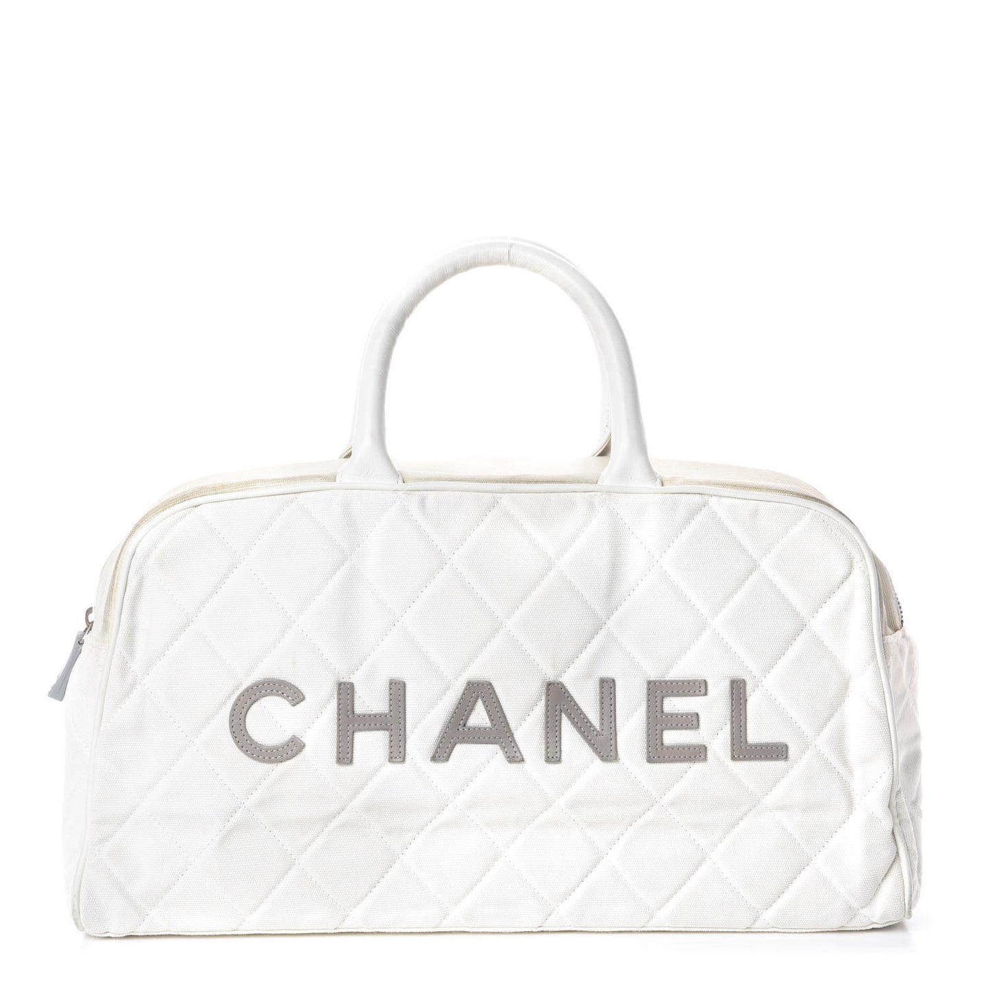 Canvas Quilted Bowler White