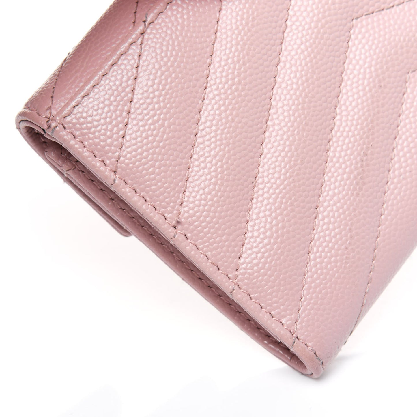 Grain De Poudre Matelasse Chevron Small Monogram Envelope Wallet Pale Pink