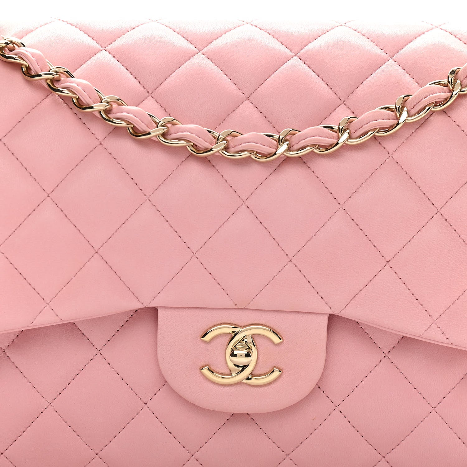 Chanel Lambskin Quilted Jumbo Double Flap Light Pink 8 of 12
