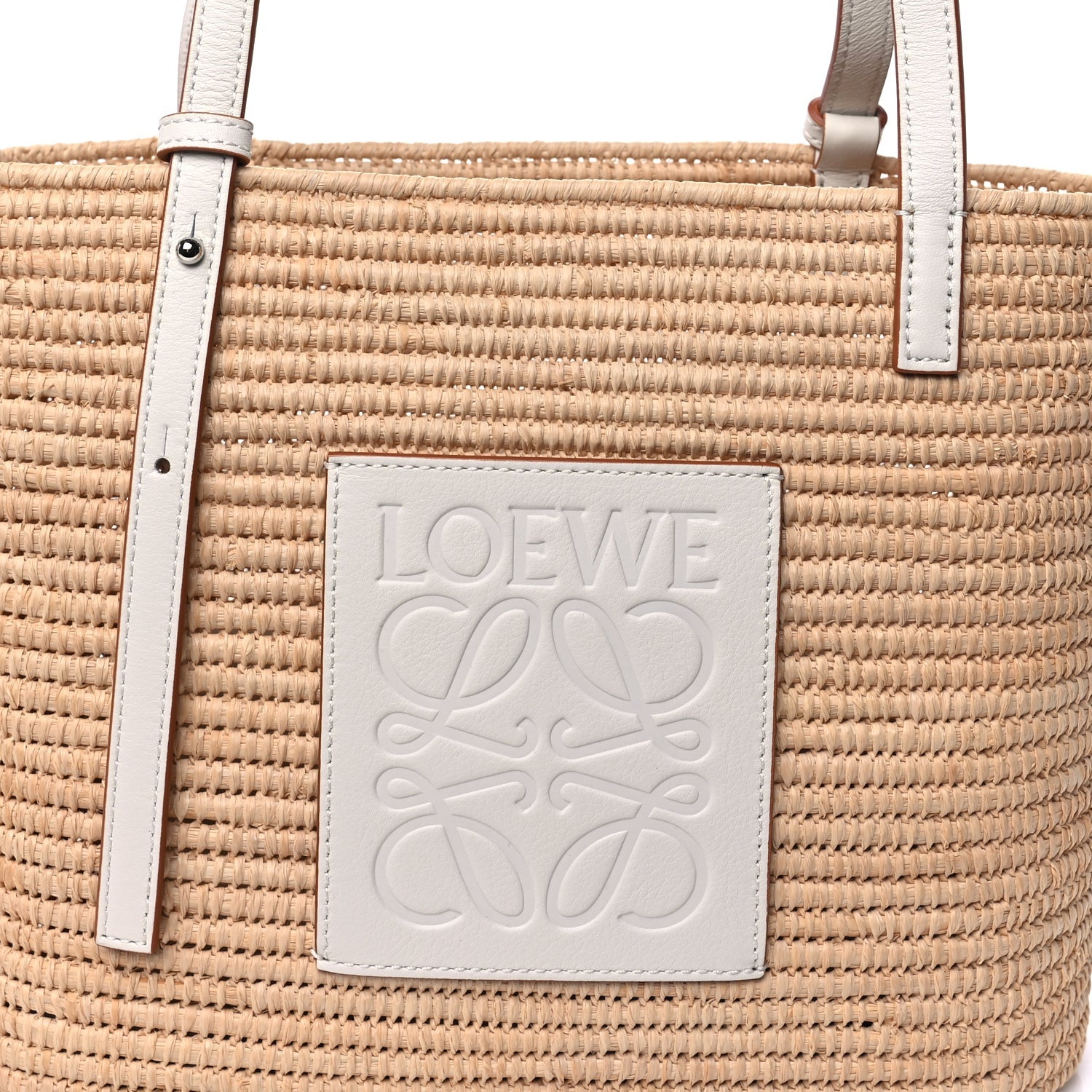 Loewe Raffia Square Small Basket Tote Bag Natural White 2 of 8