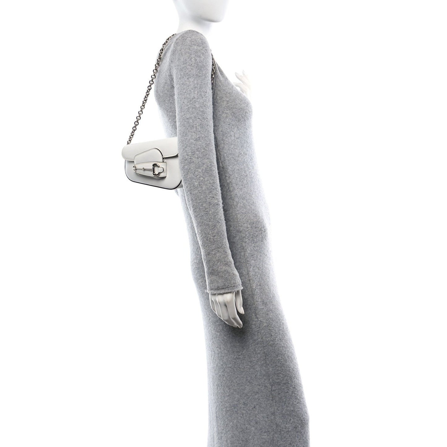Calfskin Mini Horsebit 1955 Asymmetric Shoulder Bag Great White