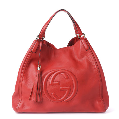 Gucci Pebbled Calfskin Large Soho Shoulder Bag Red 1 of 12