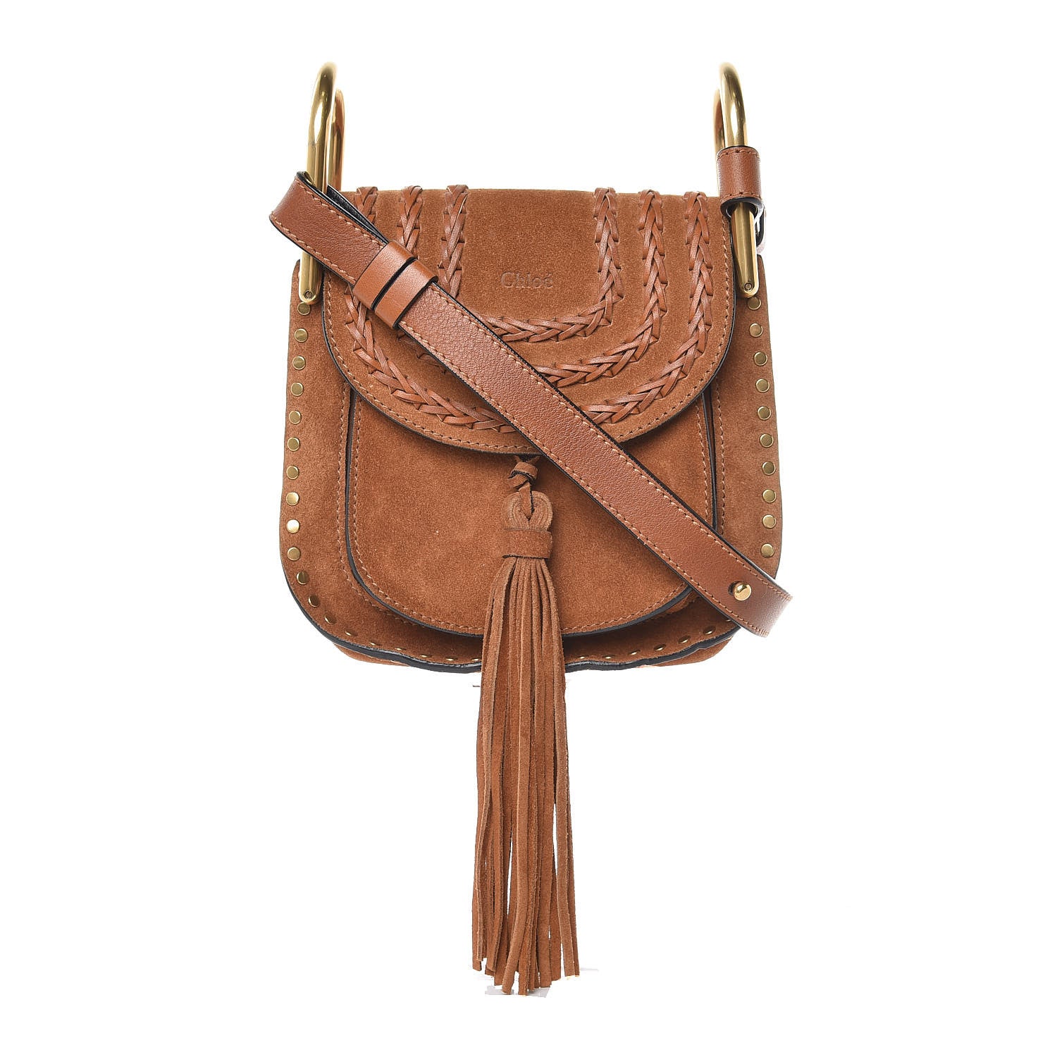Chloe Suede Calfskin Braided SMini Hudson Shoulder Bag Caramel 1 of 6