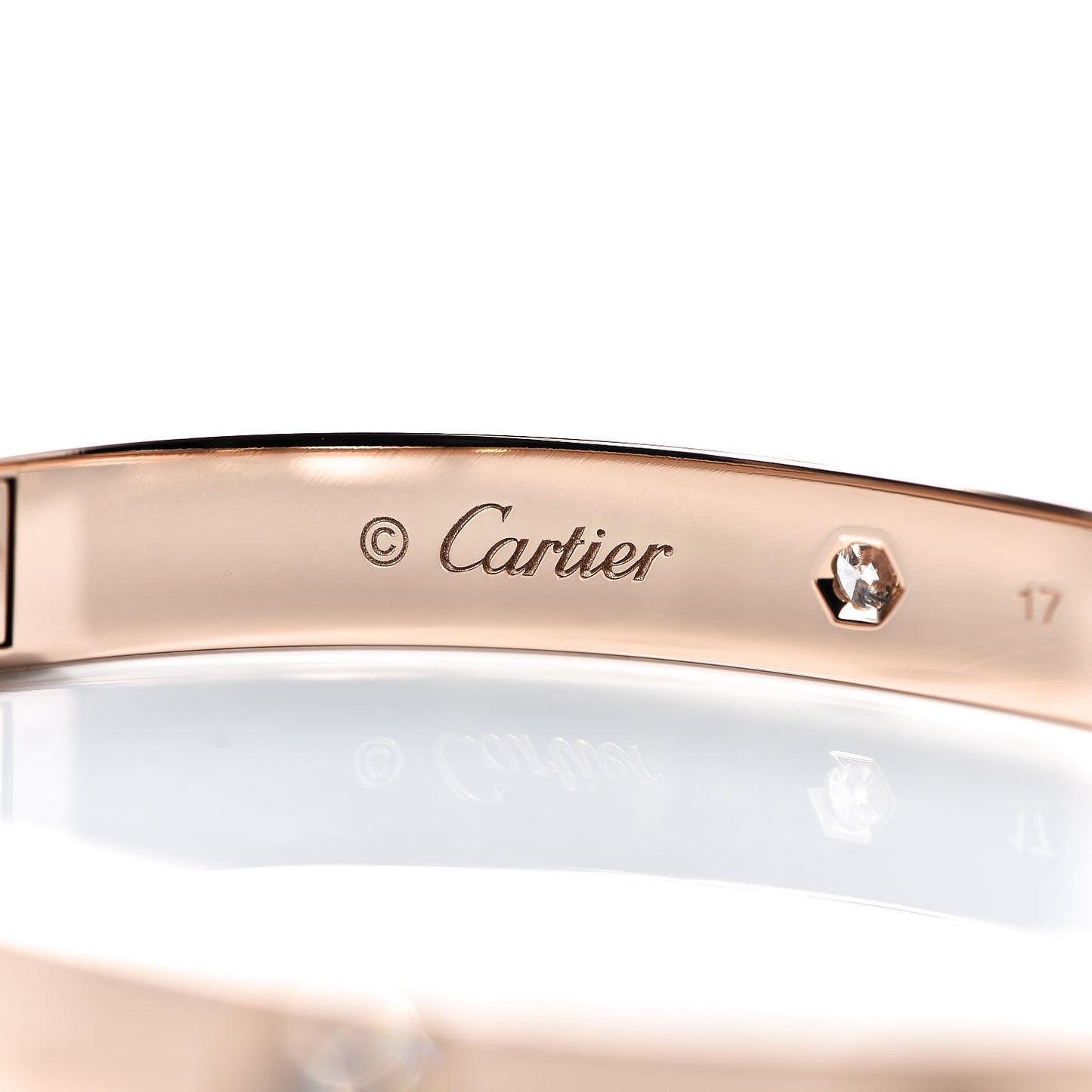 18K Pink Gold 4 Diamond LOVE Bracelet 17
