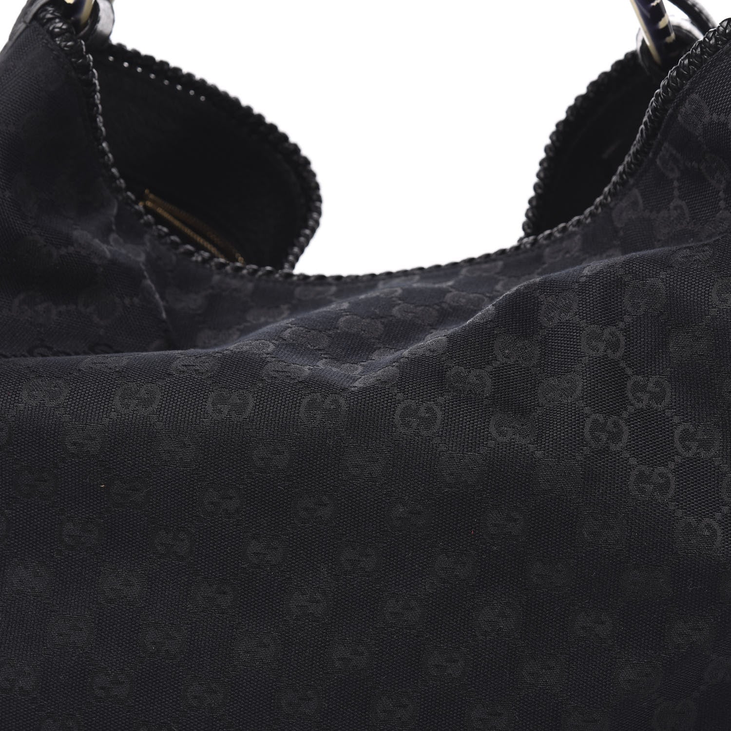 Gucci Monogram Large Zebra Horsebit Chain Hobo Black 10 of 11
