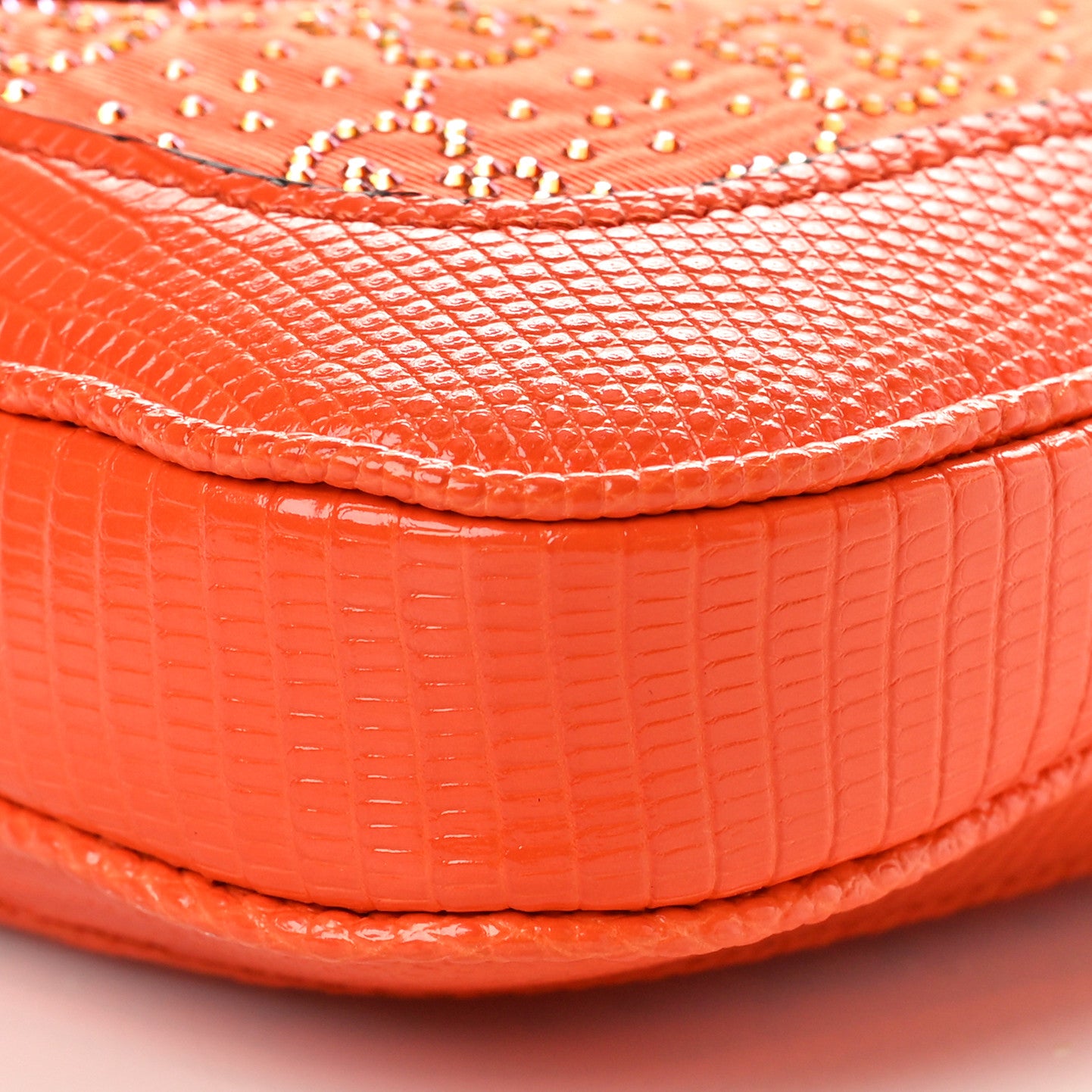 Gucci Canvas Lizard Crystal GG Monogram Mini Jackie 1961 Orange 9 of 9