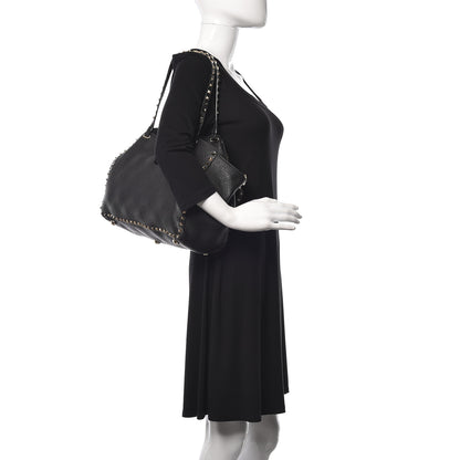 Valentino Garavani Pebbled Calfskin Medium Rockstud Tote Black 2 of 13