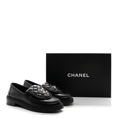 Chanel Lambskin Quilted CC Turnlock Loafers 37 Black 12 of 12
