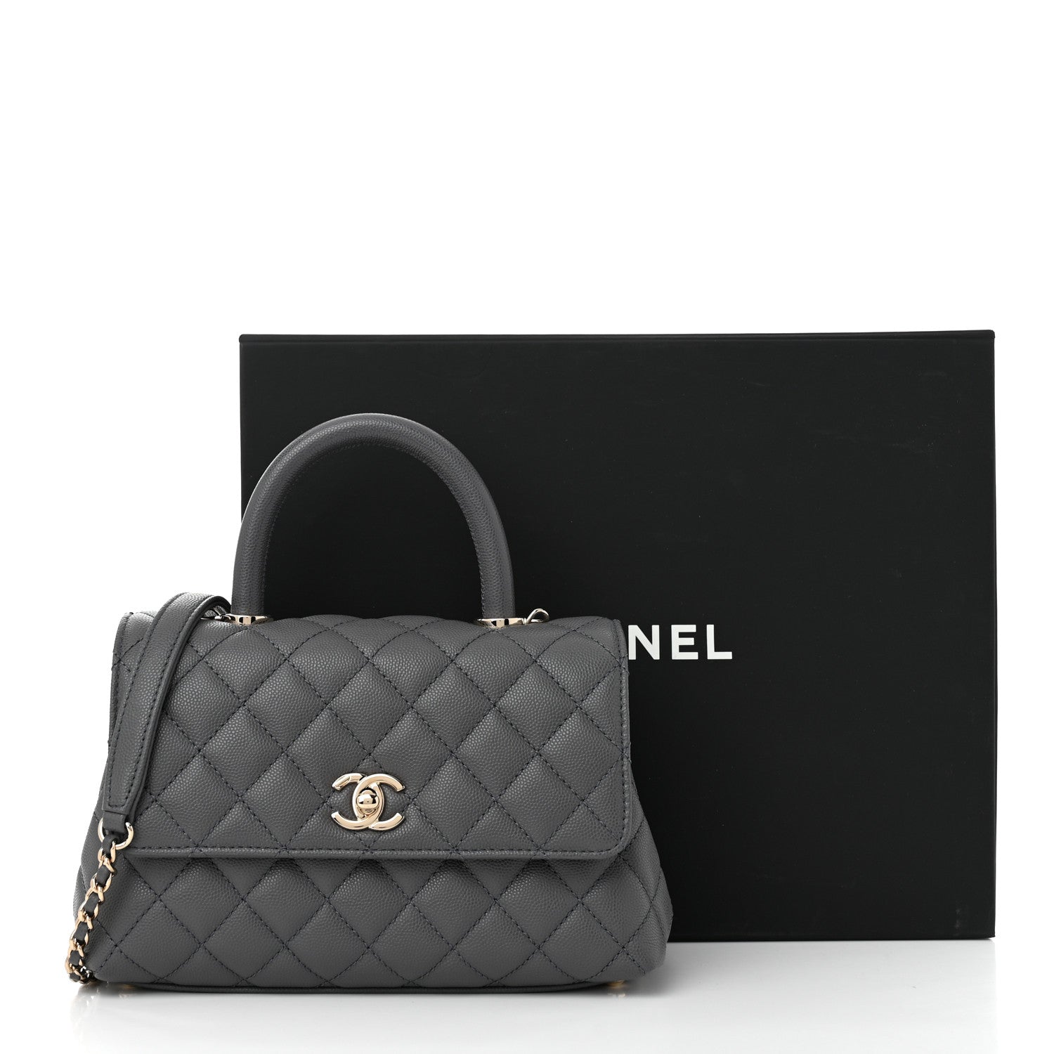 Chanel Caviar Quilted Mini Coco Handle Flap Grey 11 of 11