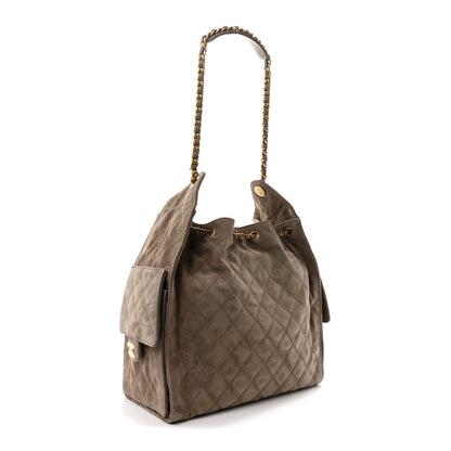 Chanel Suede Quilted Medium Chanel 25 Handbag Dark Grey 4 of 12