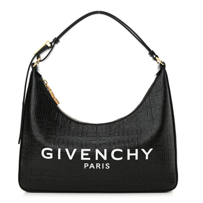 Givenchy Coated Canvas Logo 4G Embossed Small Moon Cut Out Shoulder Bag Black 1 of 11