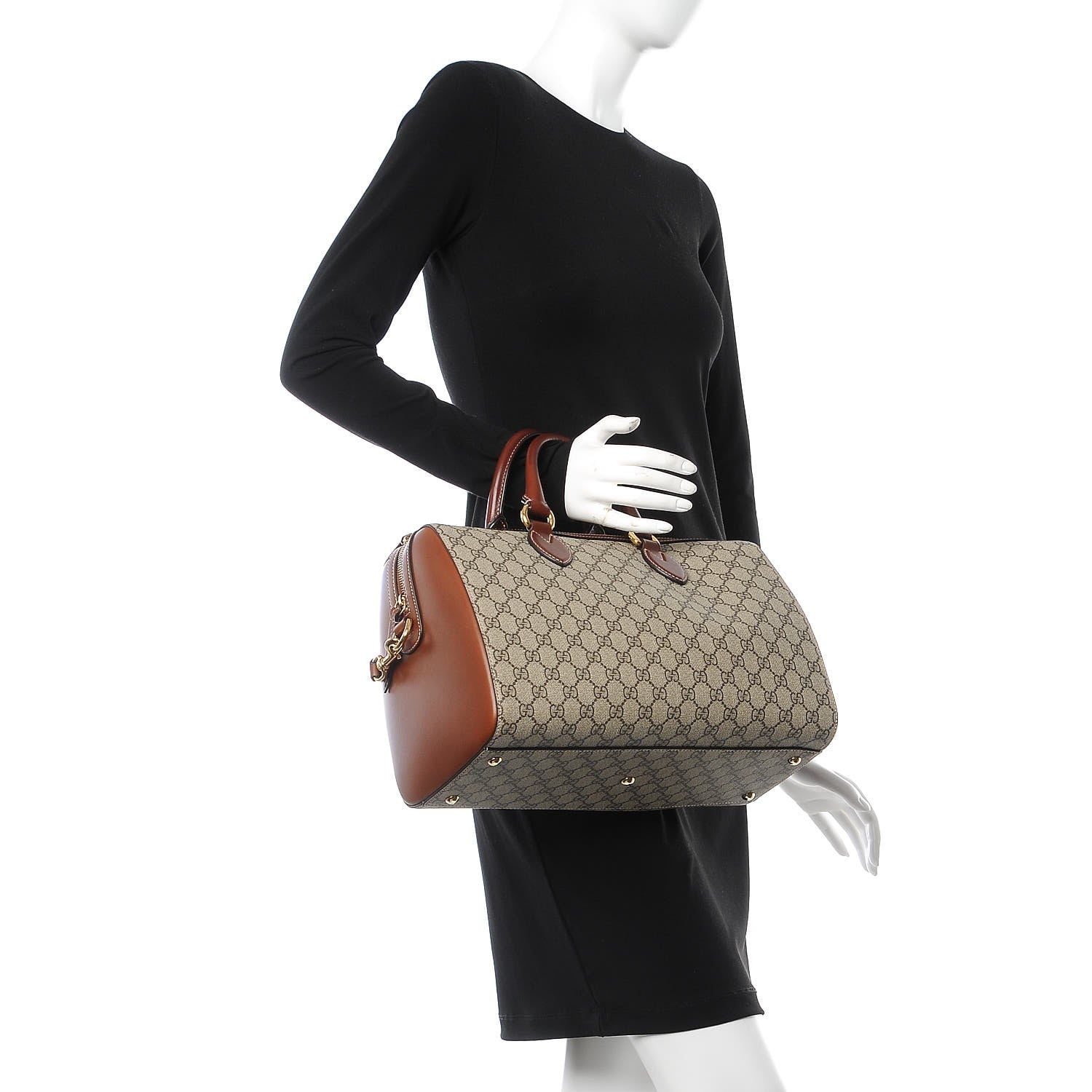 Gucci GG Supreme Monogram Medium Boston Beige Cuir 3 of 8