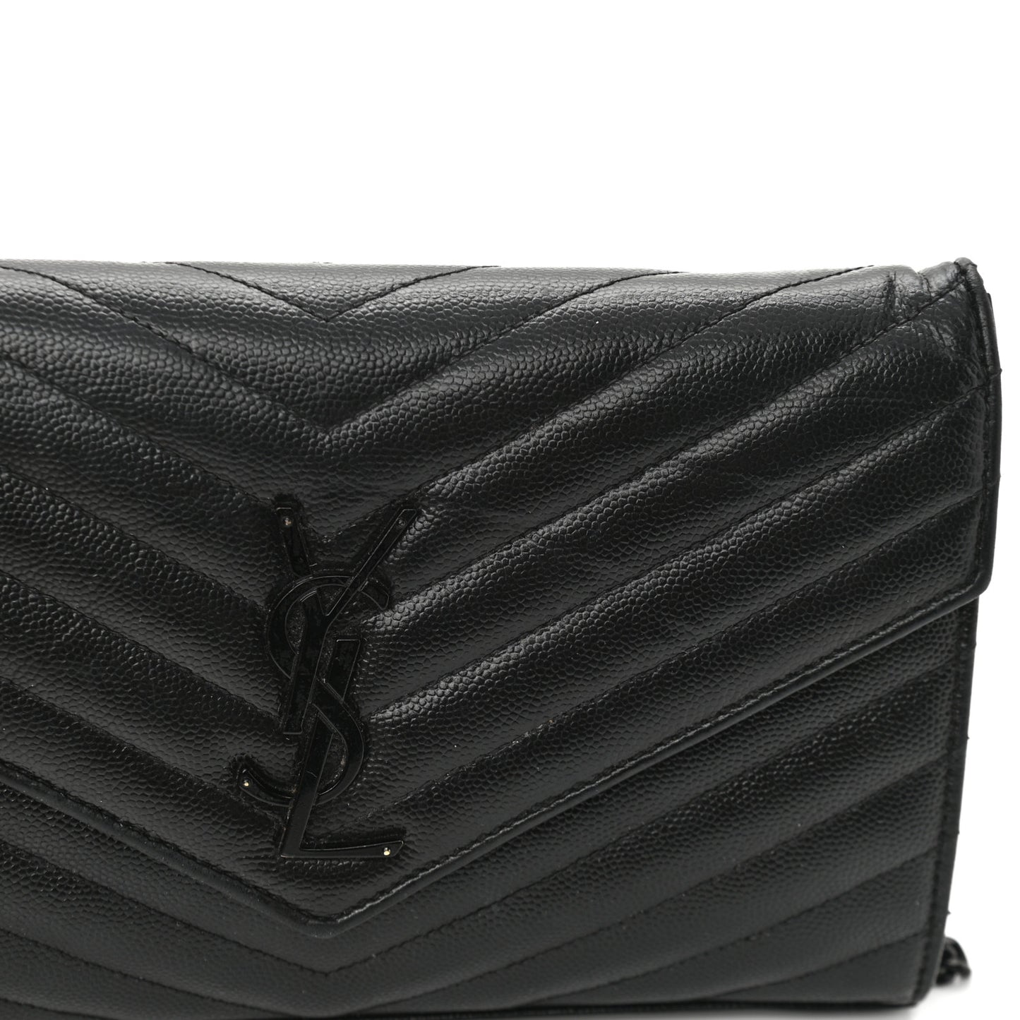 Grain De Poudre Matelasse Chevron Monogram Chain Wallet Black