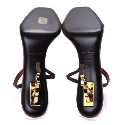 Saint Laurent Calfskin Opyum Slingback Sandals 38 Caramel 7 of 9