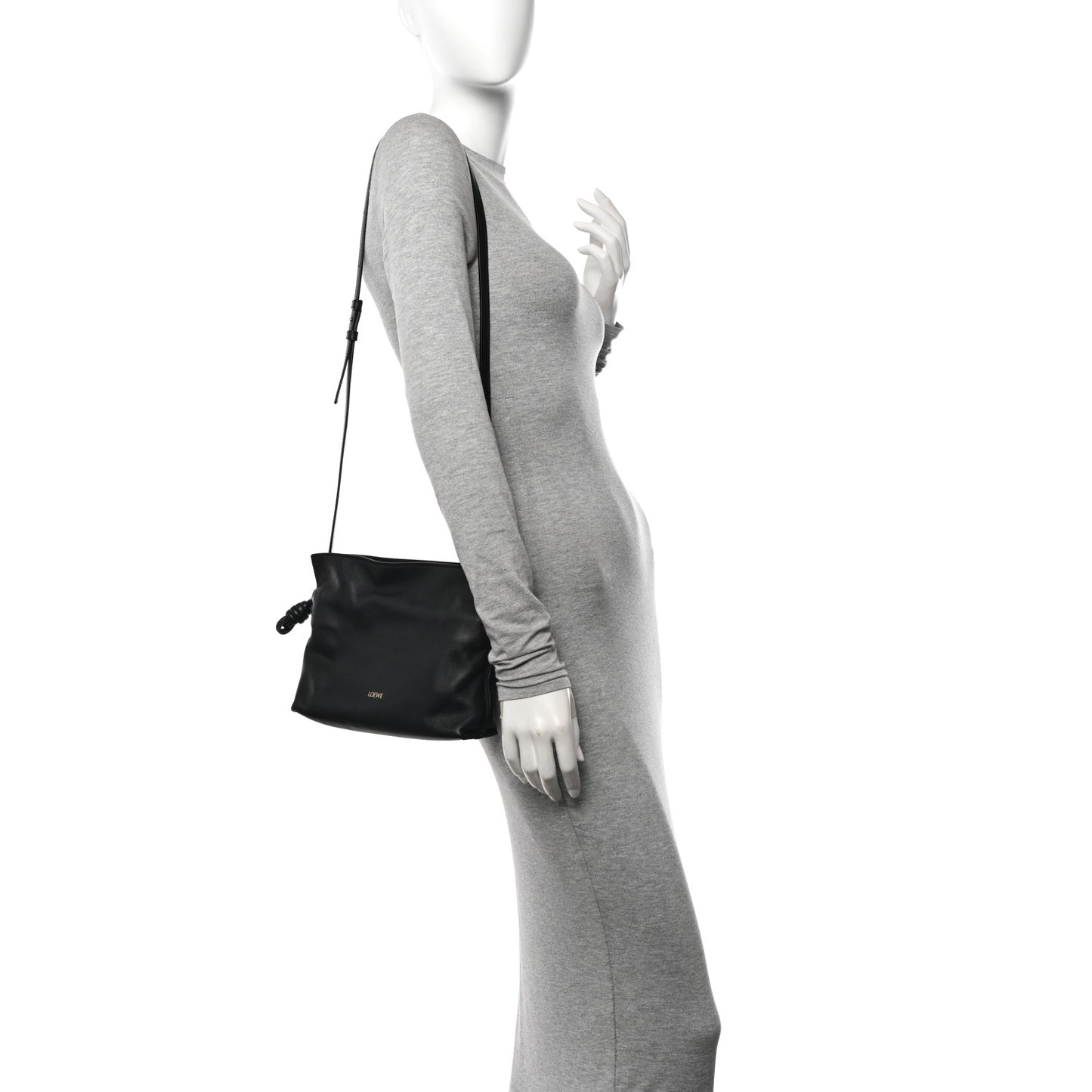 Calfskin Mini Flamenco Knot Clutch Black