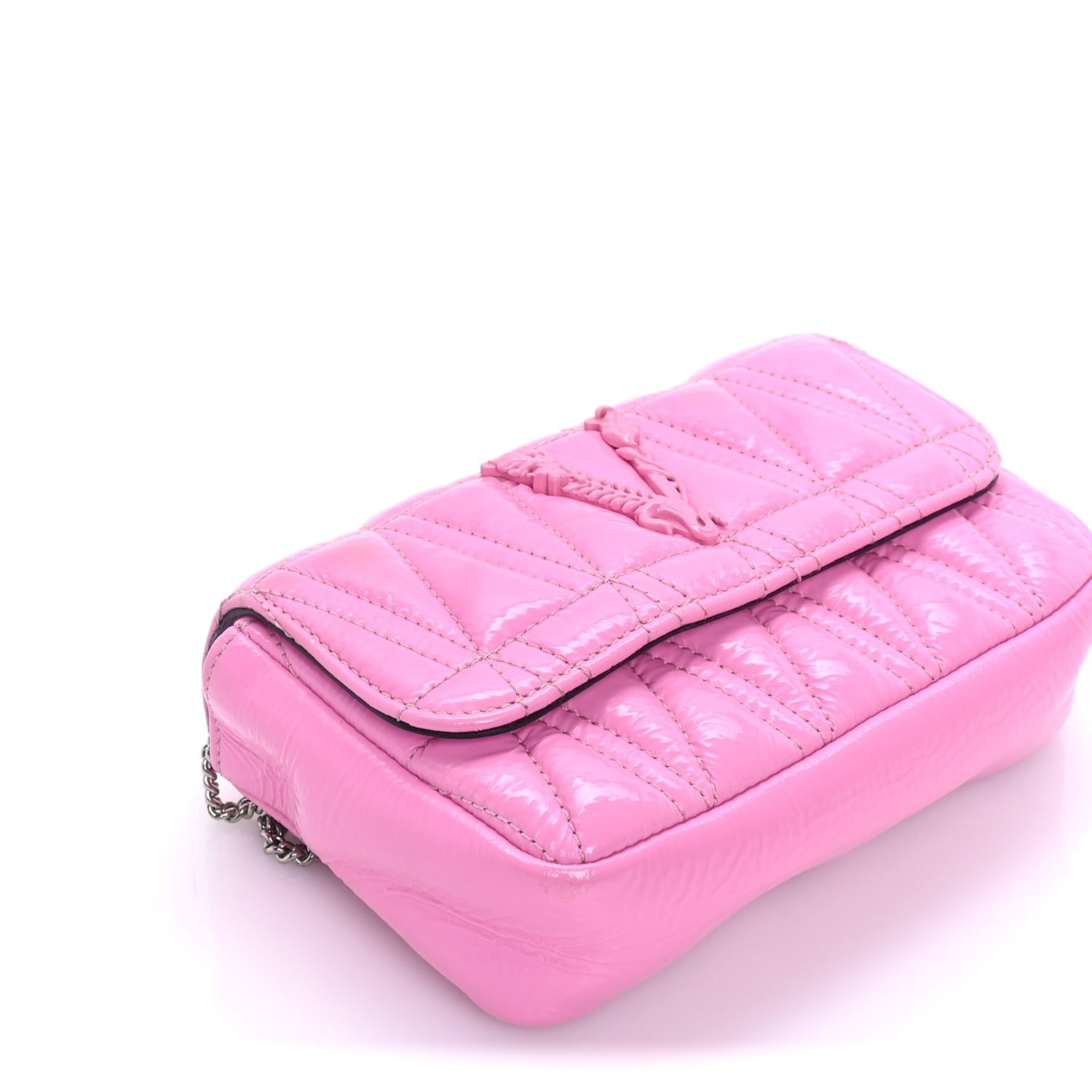 Versace Patent Quilted Virtus Tonal Evening Bag  Pink 7 of 7