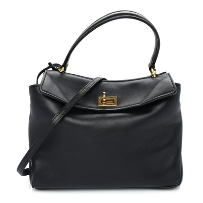 Balenciaga Natural Smooth Calfskin Mini Rodeo Top Handle Handbag Black 1 of 8