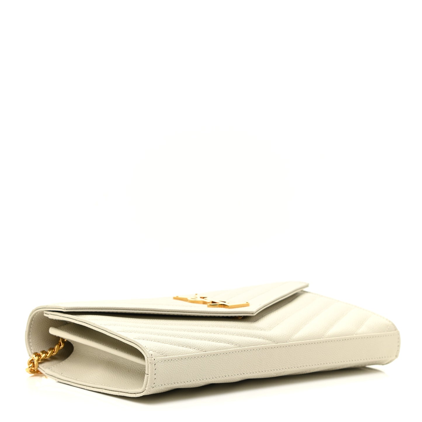 Grain De Poudre Matelasse Chevron Monogram Chain Wallet Crema Soft