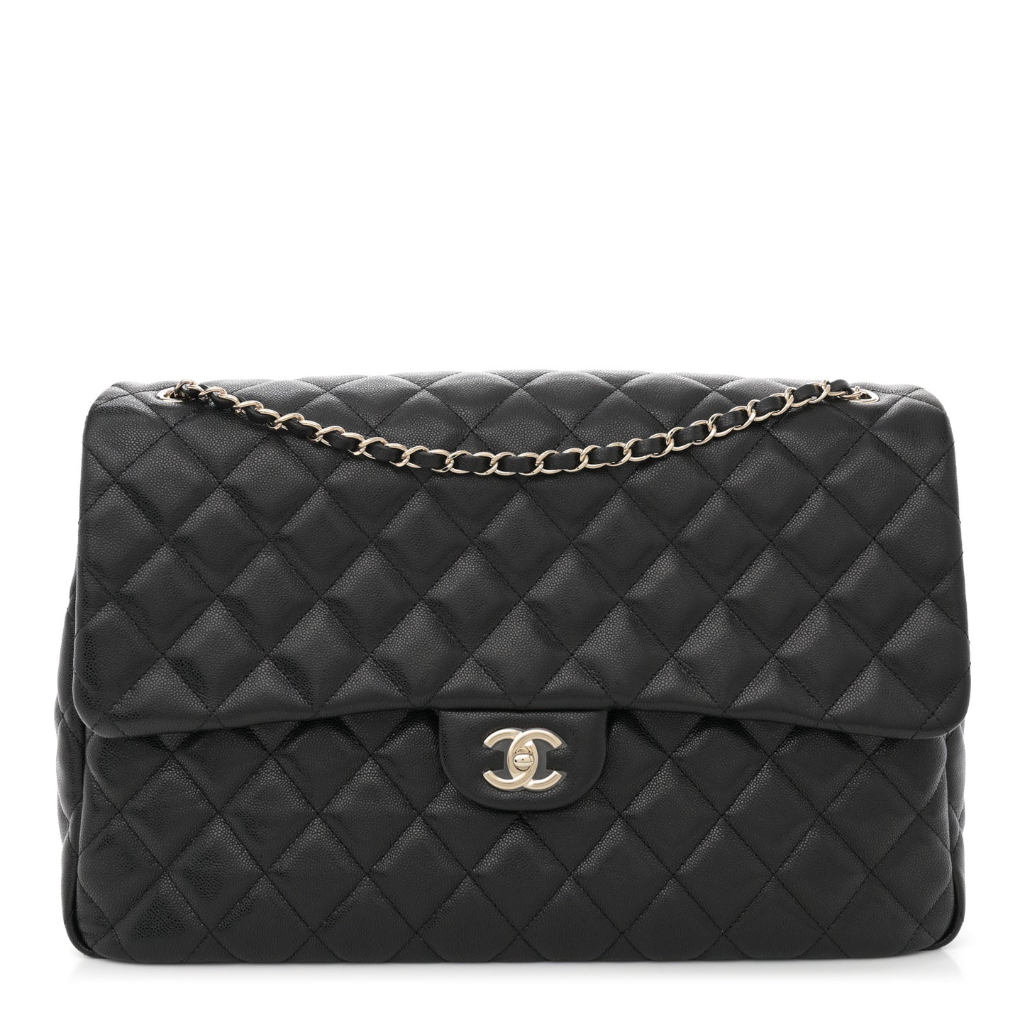 Caviar Quilted XXL Travel Flap Bag Black