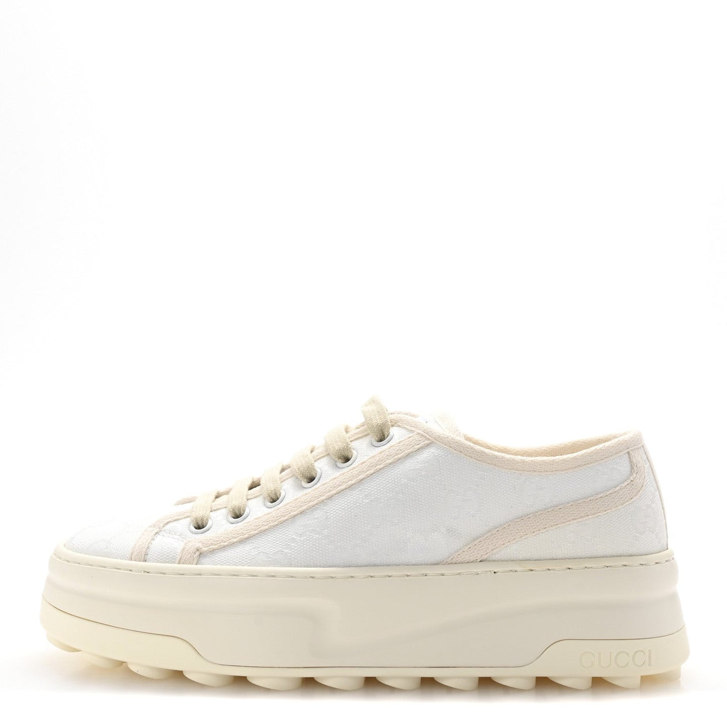 GG Monogram Womens 1977 Tennis Platform 52mm Sneakers 37 Great White Mystic White
