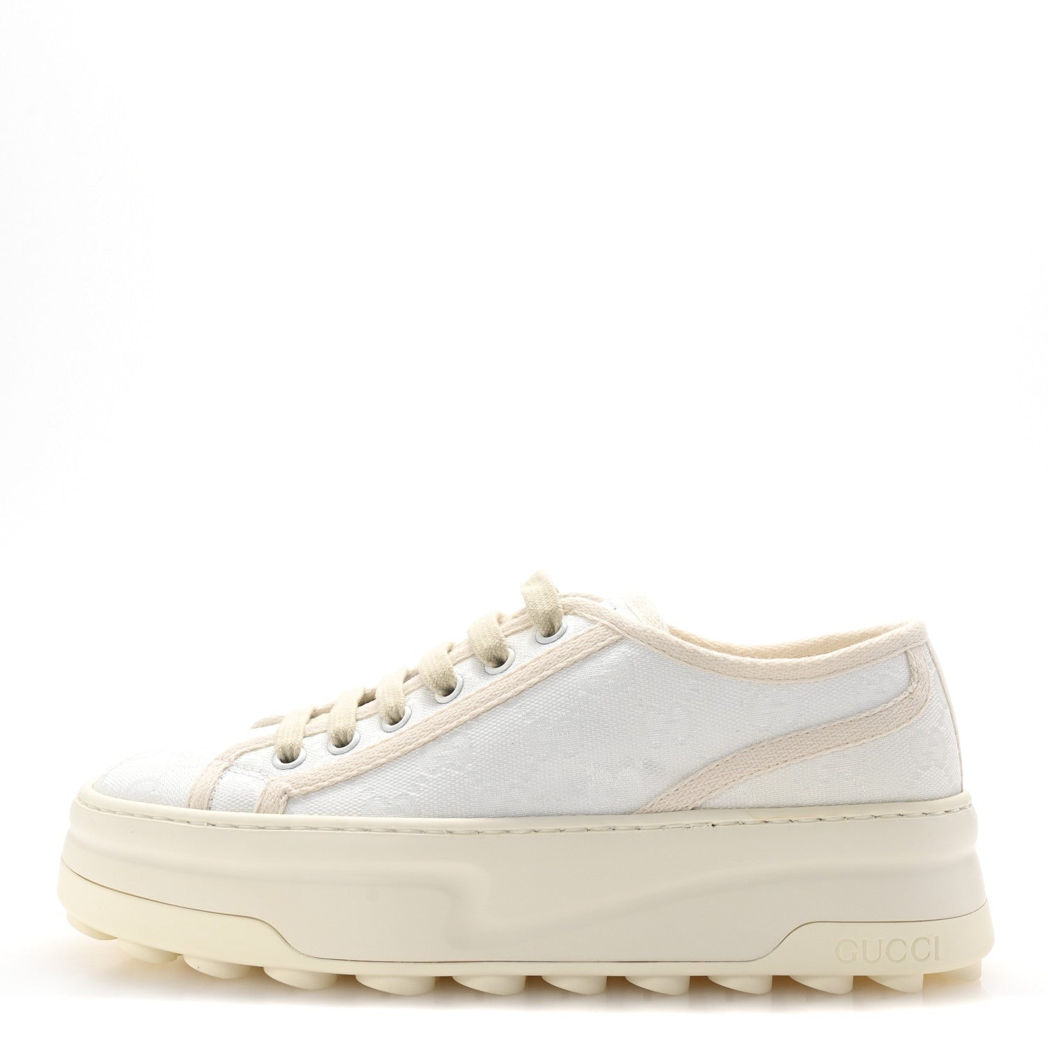 Gucci GG Monogram Womens 1977 Tennis Platform 52mm Sneakers 37 Great White Mystic White 1 of 7