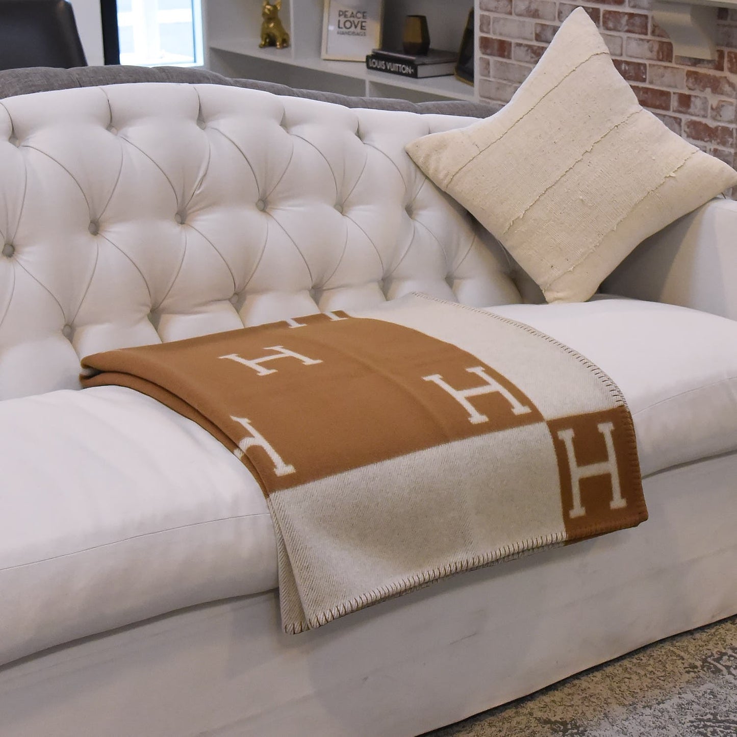 Wool Cashmere Avalon Blanket Ecru Camel