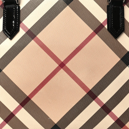 Burberry Metallic Calfskin Nova Check Small Nickie Tote Black 7 of 9