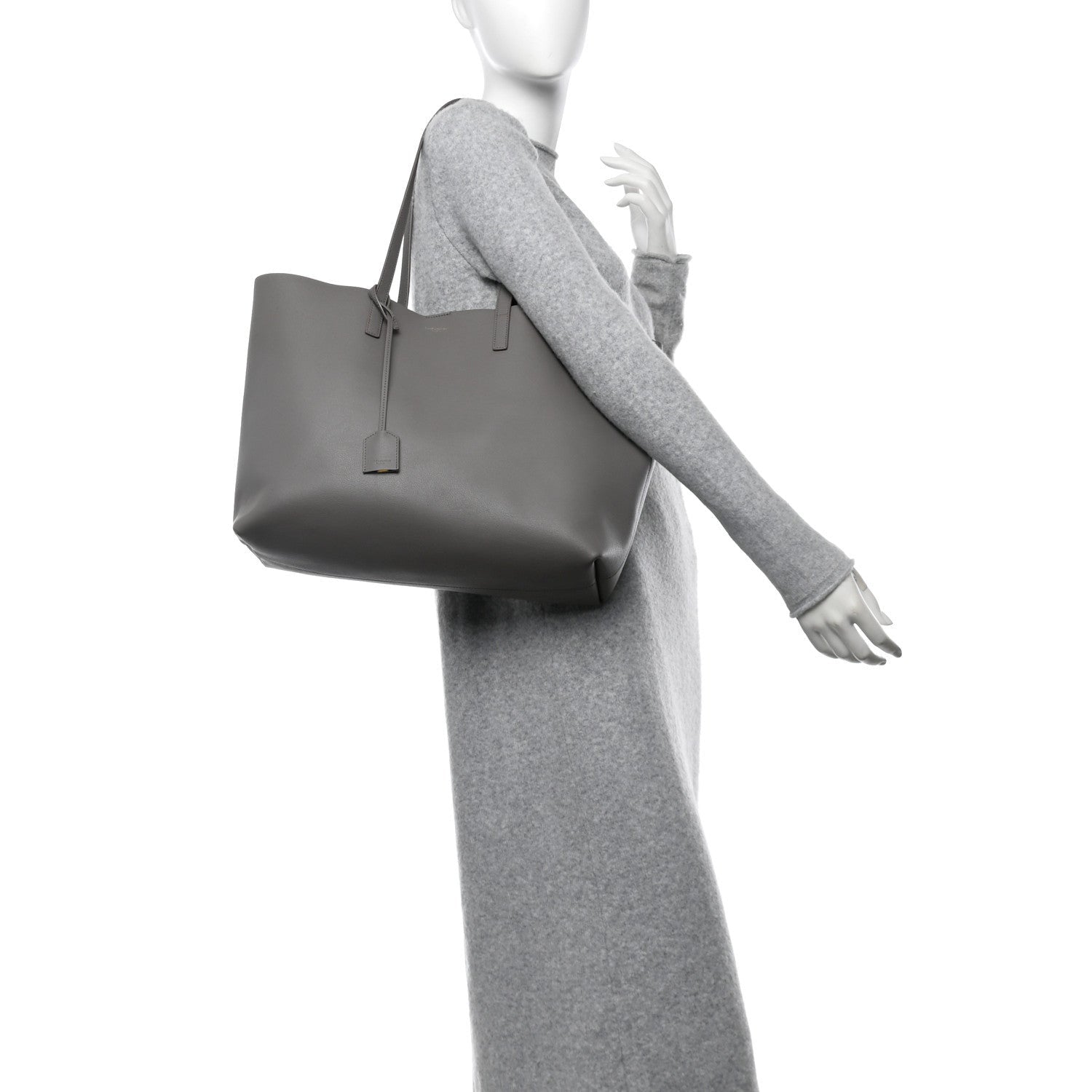 Saint Laurent Calfskin Large Shopping Tote Fog 2 of 7
