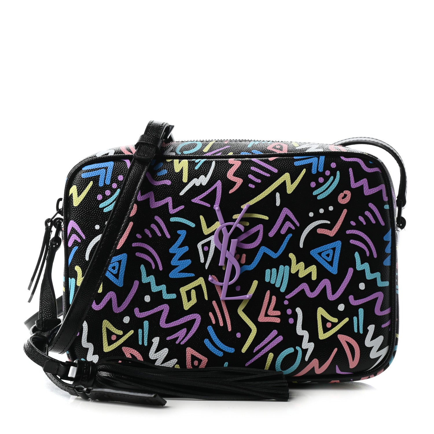 Saint Laurent Grain De Poudre Medium Classic Monogram Multicolor Graphic Print Lou Camera Bag Black 1 of 5