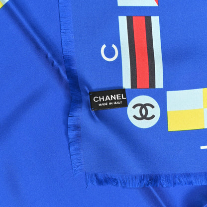 Chanel Silk Cruise Print CC Square Scarf Blue 3 of 3